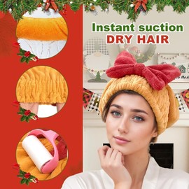 Genérico 2 Toallas Suaves con Lazo para Cabello Mojado, Gorros de Microfibra para Secar El Cabello para Mujeres, Navidad para Rellenar Bolsas de Regalos de Fiesta. (Rosa + Azul)