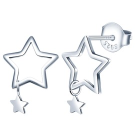 MicLee Women's 925 Sterling Silver Stud Earrings Star Earrings Fashion Versatile Earrings with Gift Bag Super Christmas Gift, Silver