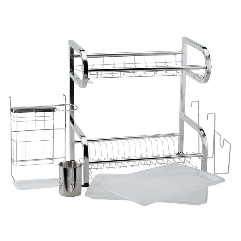 Farenheit Stainless Steel 2-Tier Dish Drying Rack for Kitchen Storage,