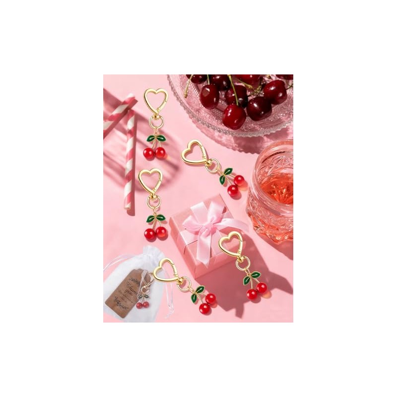 8PCS Cherry Keychain Set - Cute Decorative Bag Accessories