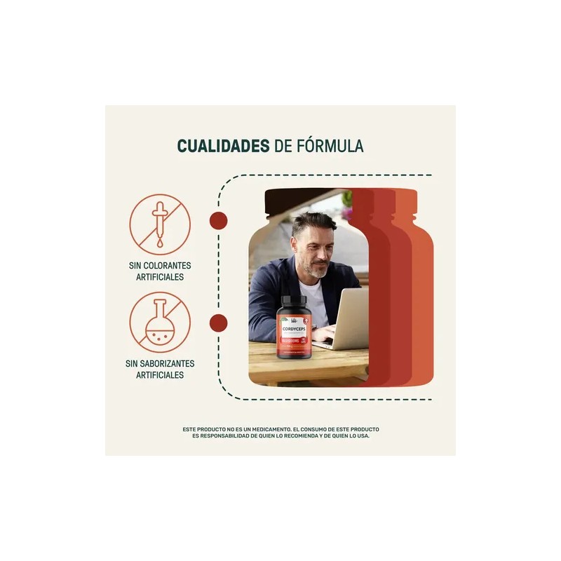 Cordyceps Mushrooms Life 360+ 180 Cápsulas Hongo Cordyceps Sin Sabor