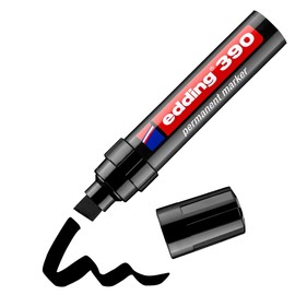edding edding 390 Permanentmarker - schwarz - 1 Stift - dicke Keilspitze 4-12 mm - wasserfest, schnell-trocknend - Multimarker, Universalstift - für Karton, Kunststoff, Holz, Metall, Glas, Stein, Leinwand