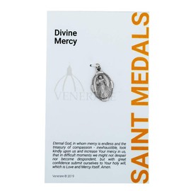 1" Saint Medal with Prayer Card | Durable and Detailed Charm | Pendant Medal Carded with Prayer | Christian Jewelry (Divine Mercy), Metal