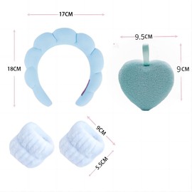 QZLSAYSL Haarband, Hautpflegearmband, Hautpflege, Blasenhautentfernung, Haarband, saugfähiges Armband, Gesichtstuch, Blau – Set