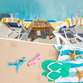 Beach Towel Clips, Sopito 4pcs Beach Towel Pegs Sunbed Towel Clips Large Laundry Clothes Pegs Plastic Windproof Portable Quilt Blanket Holders for Sun Loungers Patio Pool