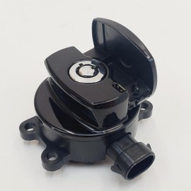 Gloss Black Ignition Switch with Cover & 2 Round Tamper-Resistant Keys for 2012-2017 Harley Softail FLST/FXST & Dyna Wide Glide FXDWG & 2014+ Road King FLHR Models - Replaces HD# 71517-11