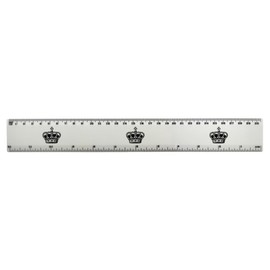'English Crown' 30cm (12 Inch) White Plastic Ruler (RL00089574)