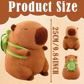 EWRGIJ Capybara Plush, 25CM/9.84 INCH Cute Plush Cartoon Rodent Toy Stuffed Animal Realistic Doll Toy Hugging Pillow Plushie Pillow for Boys Girls Valentines Birthday Gift(Backpack)