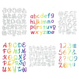 OKUYAN 72PCS Numbers Alphabet Cutting Dies Metal 26 Letter Alphabet Dies 0-9 Number Embossing Die Capital Lower Case A-Z Alphabets Cutting Dies for DIY Craft Cardmaking Journaling Stencil Tool(3 Sets)