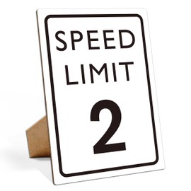 Race Car Birthday Decor, Speed Limit Sign, Fast Two, Race Car Birthday Party Decorations, 8×11 Wooden Play Sign with Stand, Let's Go Racing Party Supplies for Boy Race Fans - LP063
