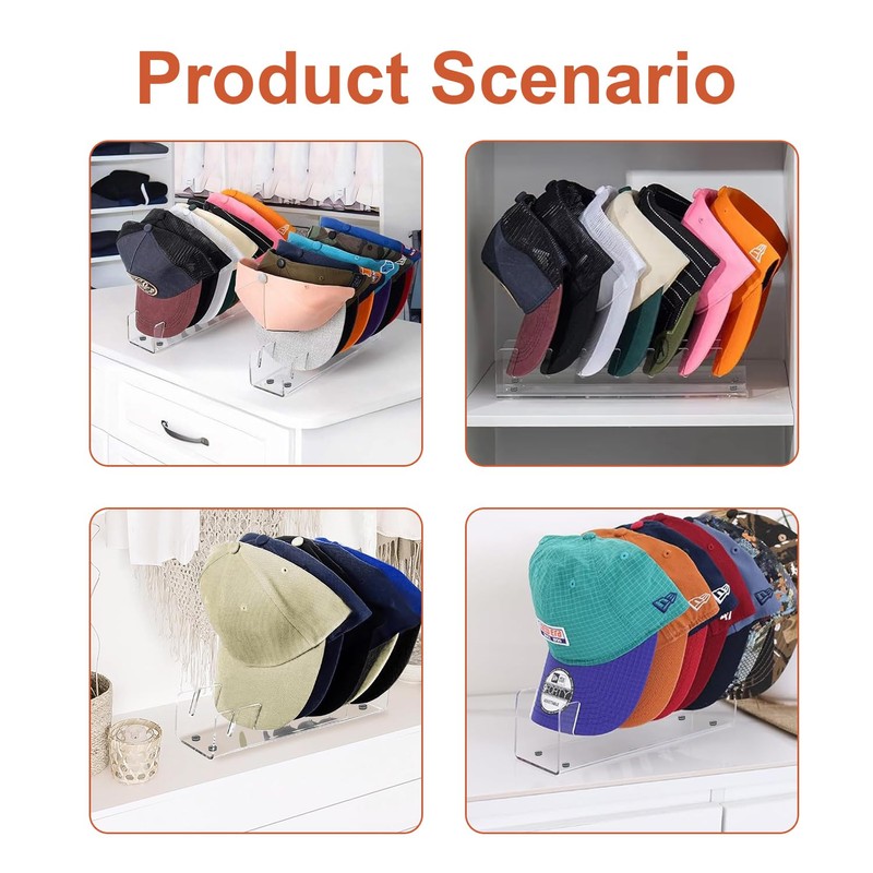 TopBine 2PCS Hat Stand for Baseball Caps,No Install Acrylic Hat