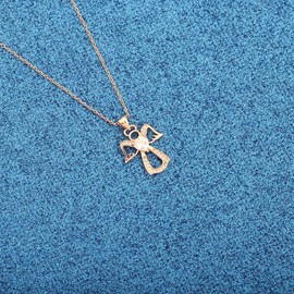 WUSUANED Guardian Angel Pendant Necklace Zircon Heart Jewelry for Women (Guardian angel necklace rose gold)