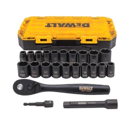 DEWALT Impact Socket Set with Ratchet, Metric/SAE, 1/2" Drive, 23-Piece Set with Case (DWMT74739)