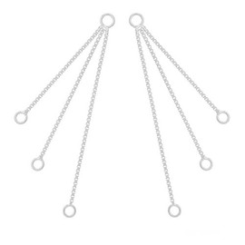 2PC Sterling Silver 3-Strand Tassel Dangle Link Earring Connector