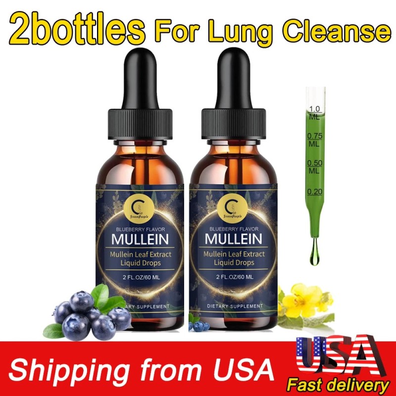 2 PACK Mullein Drops for Lungs, Detox and Cleanse Mullein