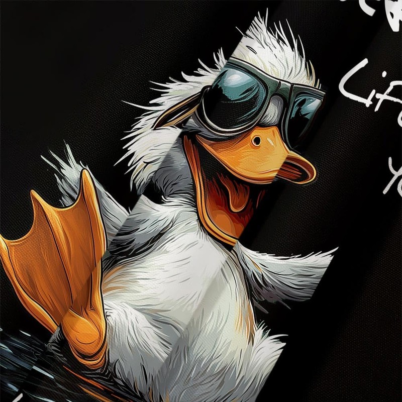Black and White Shower Curtain,Funny Quotes Duck Bathtub Curtain,Animal Pet