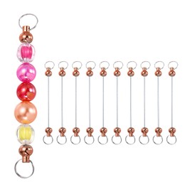 PATIKIL 10 Pcs Beadable Keychain Bars, Metal Beaded Keychain Blanks Bulk Making Supplies Kit with Double Side Loops for Pendant DIY Art Crafts, Rose Gold