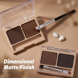 Qwesure Xixi Eyebrow Powder 2 Colours with Double Applicator, Brow Powder Duo for Natural Gradients, 01 Coffee Brown