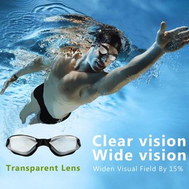 Airoads Shortsighted Swim Goggles Nearsighted Swimming Goggles Leakproof Anti Fog Swimming Goggles for Adult Men Women Youth (-3, Black)
