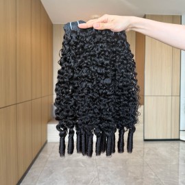 MEGEEN Human Hair Bundles BBC Curly Human Hair Extensions Raw Vietnamese Human Hair 14~24 Inch in Stock Ready to Shipstyle: burmese curly, color: Black, Stretched Length: 16 18 20 (3 bundles)