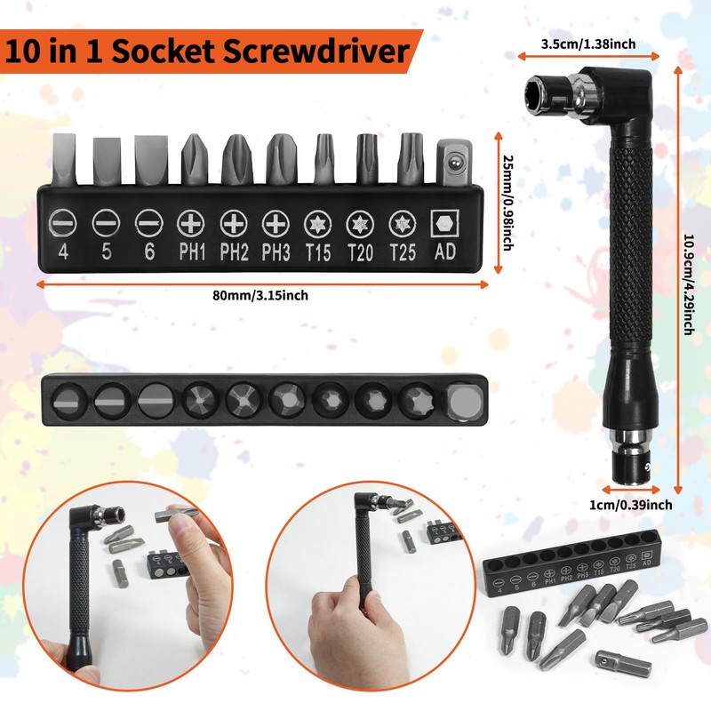 33Pcs Drill Bit Extensions Set-2 Pcs 105Right Angle Bit, Universal