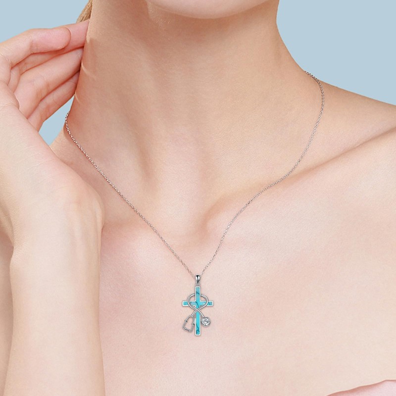 WINNICACA Nurse Day Gifts Sterling Silver Stethoscope Necklace for Women