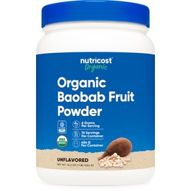 Nutricost Organic Baobab Fruit Powder Unflavored (1 LB) - Vegan, GMO-Free, Gluten Free