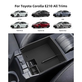 LANGBEAN Armrest Center Console Organizer for 2026 2025 2024-2019 Toyota Corolla & Corolla Hybrid E210 with Removable Rubber Mat, Center Console Tray Custom for Toyota Corolla Accessories，Black