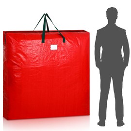Yeyeplum 1 Pcs 48 Inch Christmas Wreath Storage Bags Christmas Wreath Storage Containers with Handle Extra Large Waterproof Zipper Garland Bag for Protect Xmas Holiday Garland Ornament (Red)