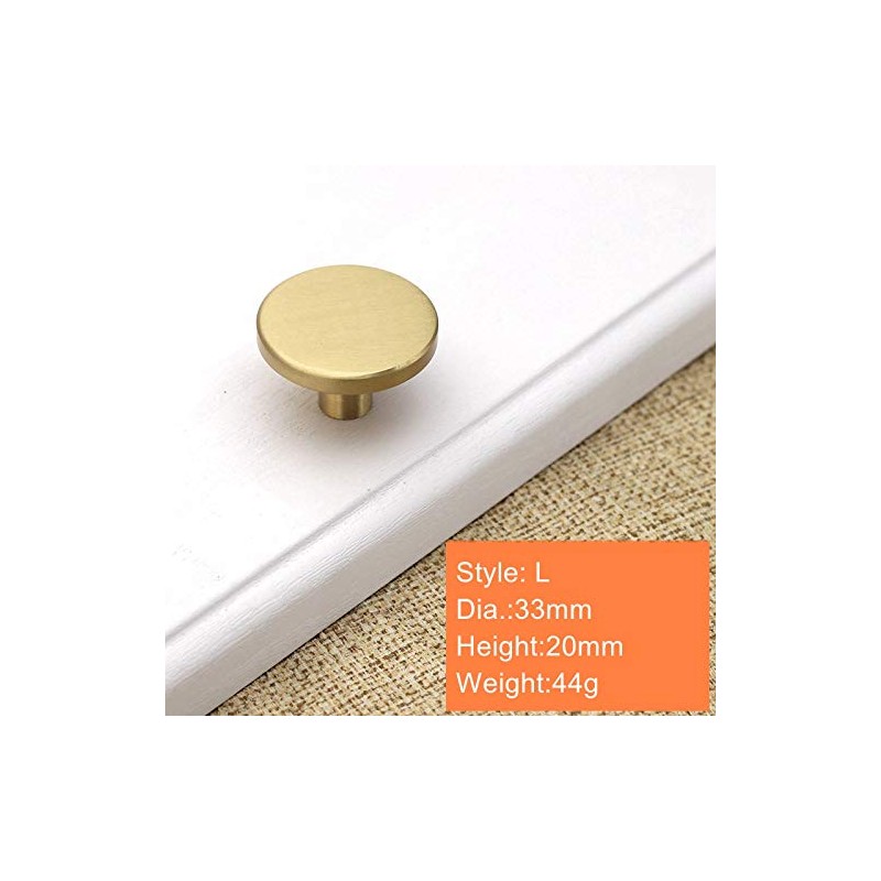 Modern Brushed Brass Gold Round Cabinet Kitchen Knobs Dresser Drawer