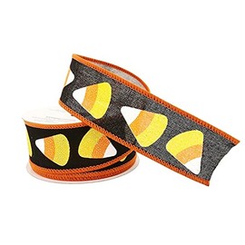 1.5" Faux Cotton Wired Candy Corn Ribbon