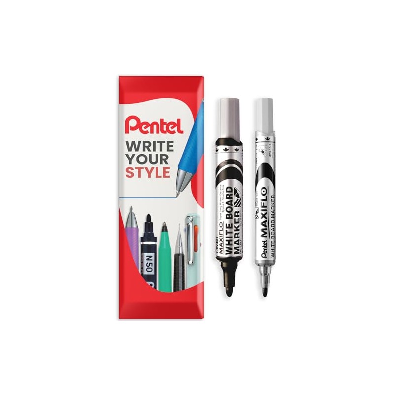 Pentel Maxiflo Whiteboard Marker Pen - Fine & Medium Bullet