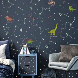 Glow in the Dark Sticker, Dinosaur, Boys, Luminous Sticker, Wall Sticker, Removable, DIY, Stylish, Children's Room, Ceiling, Walls, Birthday (Dinosaur)