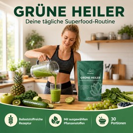 Green Detoxification Powder 200 g Superfood Powder, Greens Plant Powder with Matcha, Barley Grass, Spirulina & Blueberries, Rich in Fibre & Micronutrients, Vegan - Daily Energy Aid