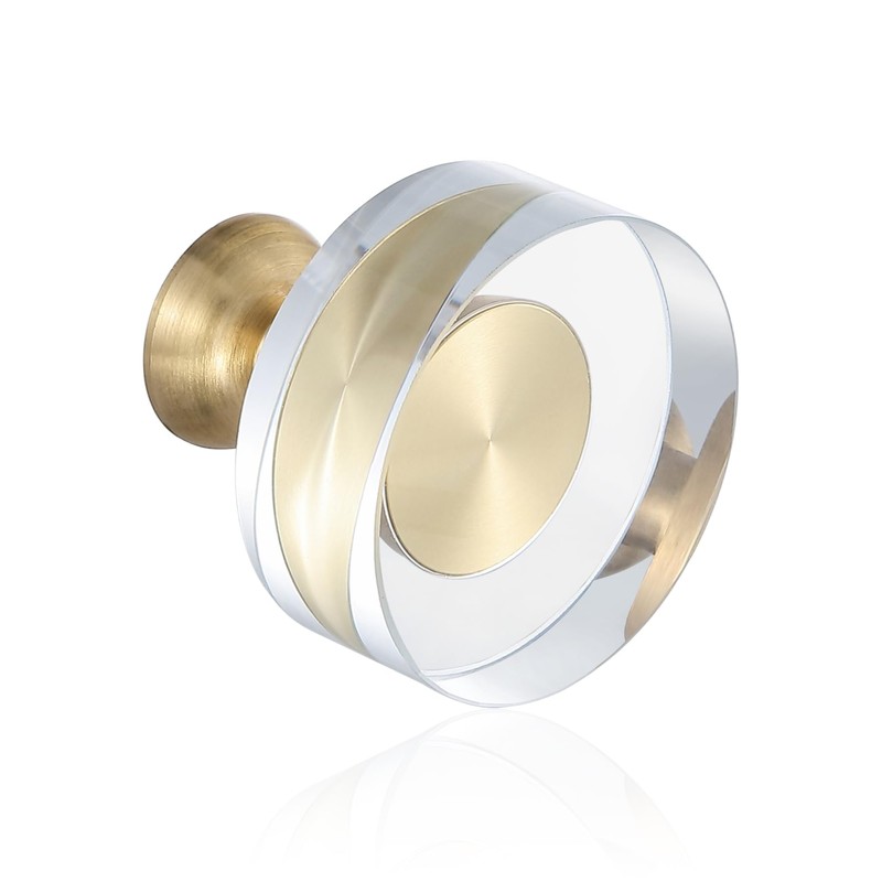 Guank 12-Pack 1-1/4-Inch White Cabinet Glass Crystal Brass knobs Brass