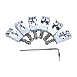 OVSAL Pack of 6 Electric Guitar Bridge Saddles 10.5mm Brass Tremolo Bridge Saddles Compatible with Fender Strat 6 String Guitar Replacement Parts (Chrome)