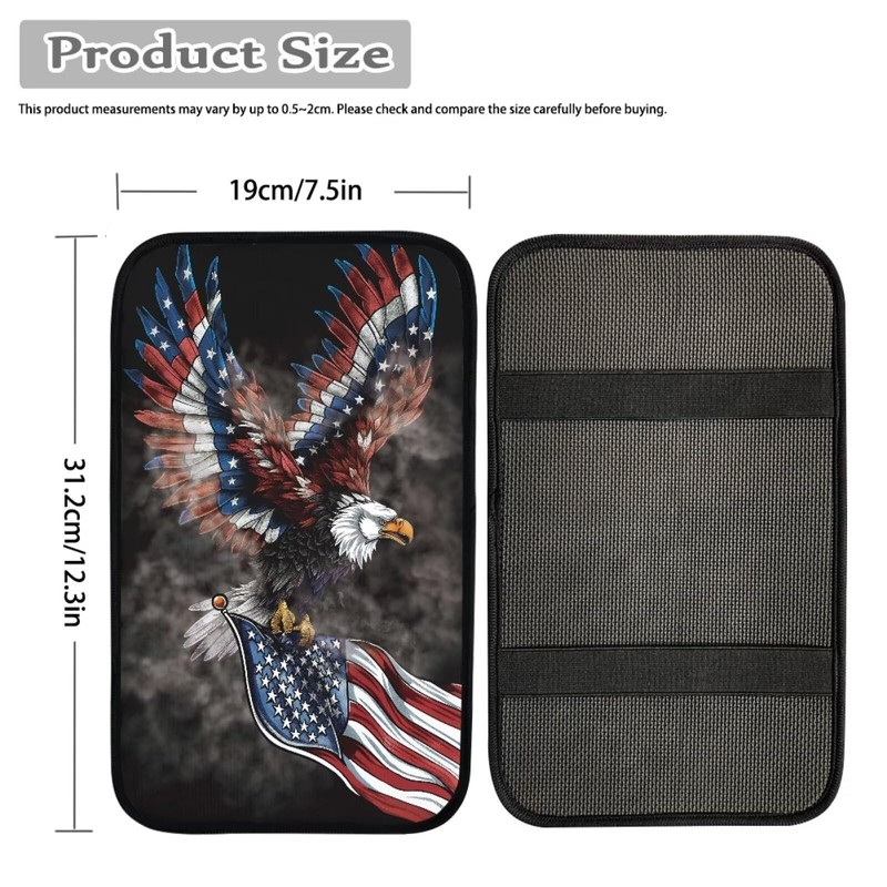 Finagallathe American Flag Center Console Cover American Eagle Armrest Cover