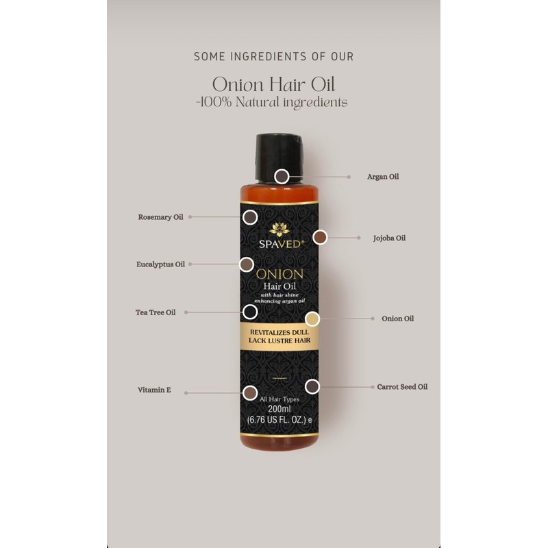 SpaVed All-Natural, Vegan Onion Hair Oil, prevents hair thinning and