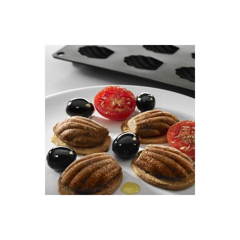 Lékué 20 Cavity Gourmet Shell Shaped Mini Madeleine Mould, Black