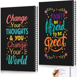 Jutom 2 Pads Jumbo Left Handed Notebook 11" x 8.5" Lefty Wire Bound Notebooks 200 Pages Inspirational Left Handed Journal Spiral for Lefties School Office(Vivid Color,Inspirational)