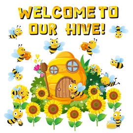 35 Pieces Bee Theme Classroom Decorations - Bee Hive Cutouts Sunflower Cutouts Bee Bulletin Board Cutouts for Classroom Walls Bulletin Boards Kids Room Decorations