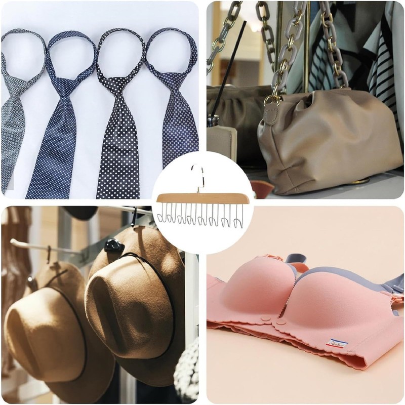 2 Pack Belt Hanger for Wardrobe, Anti Slip Multi Hook