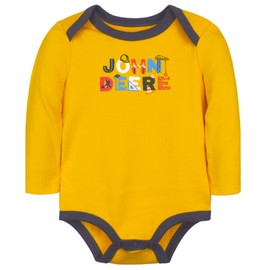 John Deere Yellow Gold Embroidered Letters Long Sleeve One Piece Bodysuit Sizes 3/6,6/9, 9/12 Months (Gold, 6/9 Months)