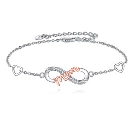 YAFEINI Infinity Bracelet 925 Sterling Silver Infinity Mother Jewellery Mum Birthday Gift for Women Ladies Mum