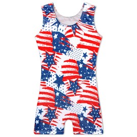 TENVDA - Maillots para niñas, gimnasia, niños, ciclismo con pantalones cortos, unidad de baile de unicornio brillante (varios colores), bandera, 4-5T
