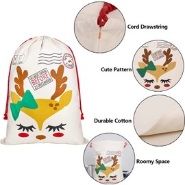 LATERN Pack of 3 Christmas Gift Bags Santa Sack Canvas Bag with Red Cords - 3 Styles Christmas Elk Express Delivery Bags Extra Large Size 70 x 50 cm