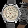 Men's Automatic Mechanical Watch with Leather Strap Fashion Wristwatch Calendar