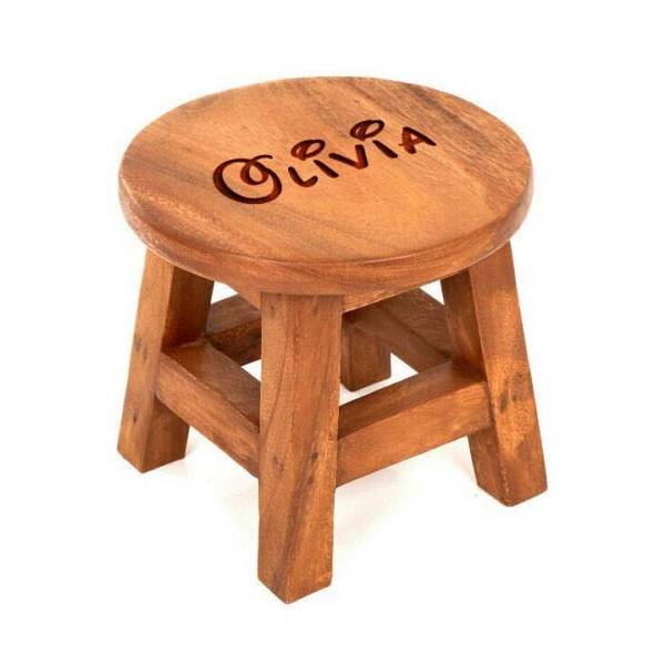 Personalised Hand Carved Child’s Wooden Step Stool Engraved - Enter Your Own Custom Text