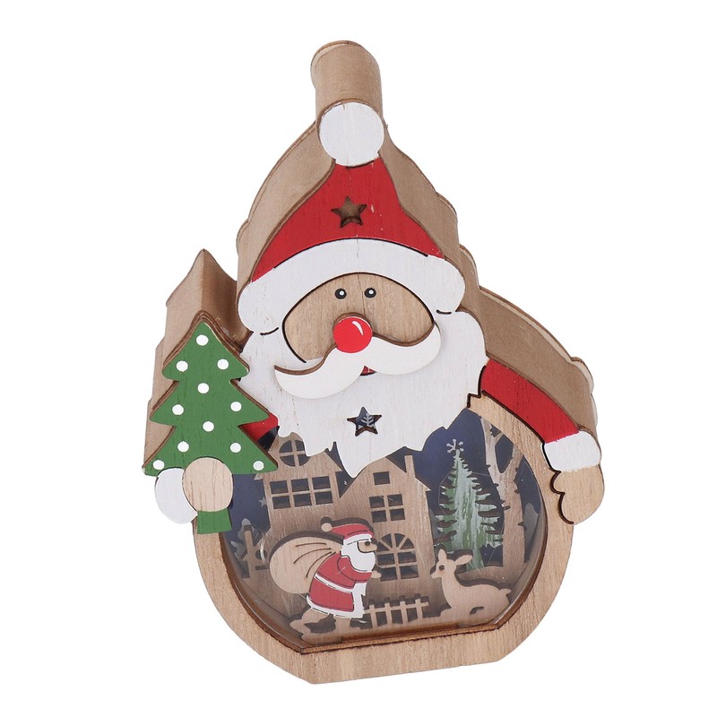 Luminous Christmas Ornament LED Light Emitting Wooden Christmas Decorations Ornaments