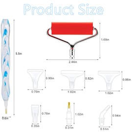 Diamond Painting Resin Pen Accessories Tools Set, 5D Diamond Art Roller Tools and Accessories Set Dots Round Square Drill Wax Pens Holder Supplies (Blue)